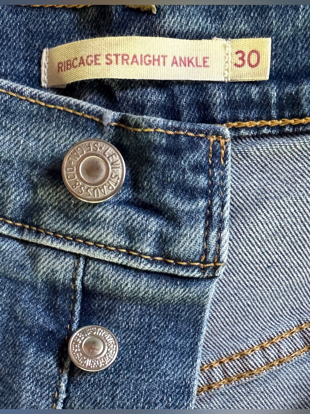 LEVI’S Ribcage Straight Ankle Button-Fly Med Wash Jeans W30 L27 - Picture 5 of 17